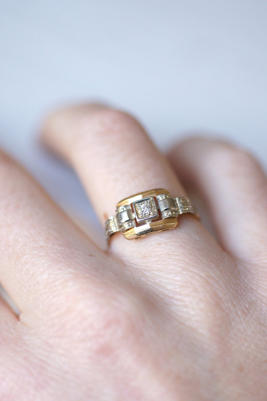 Art Deco two gold and diamond engagement ring - Penelope Gallery