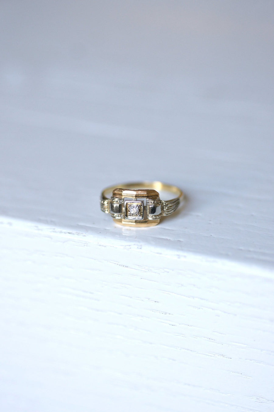 Art Deco two gold and diamond engagement ring - Penelope Gallery