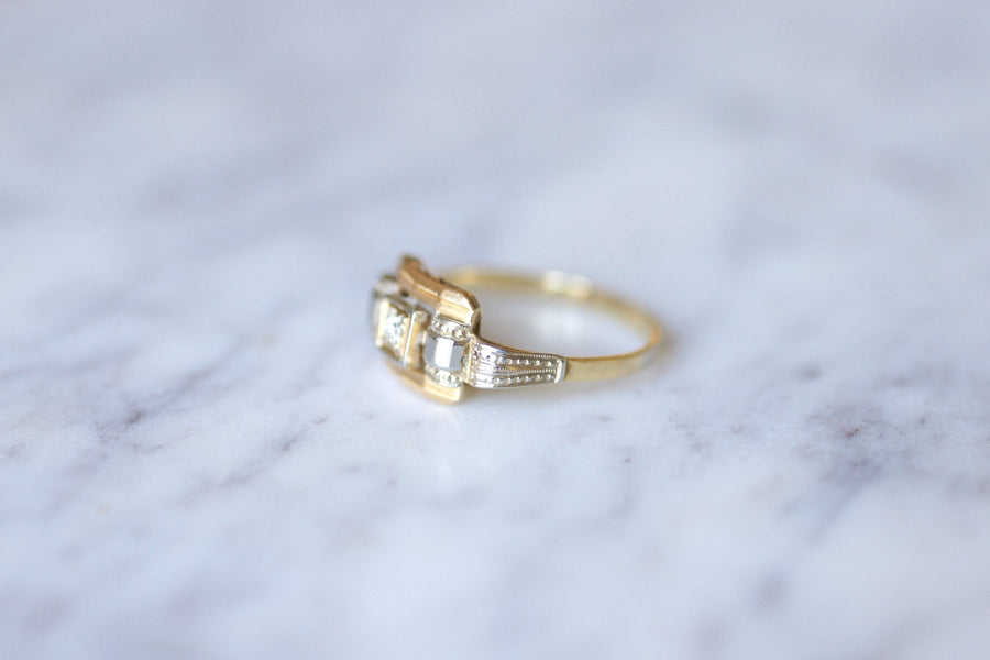 Art Deco two gold and diamond engagement ring - Penelope Gallery
