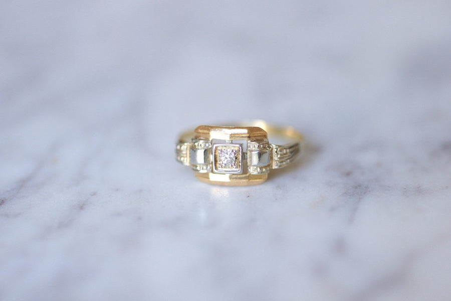 Art Deco two gold and diamond engagement ring - Penelope Gallery