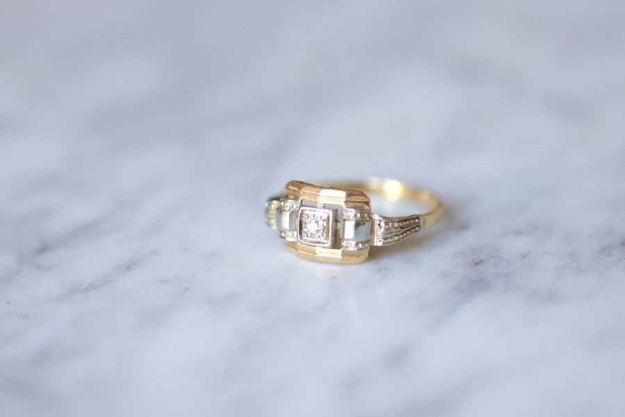 Art Deco two gold and diamond engagement ring - Penelope Gallery