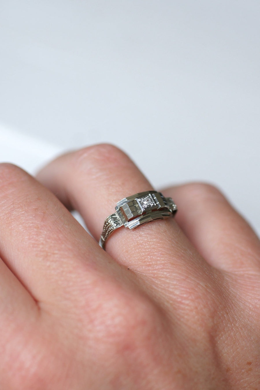 Geometric Art Deco Engagement Ring - Penelope Gallery