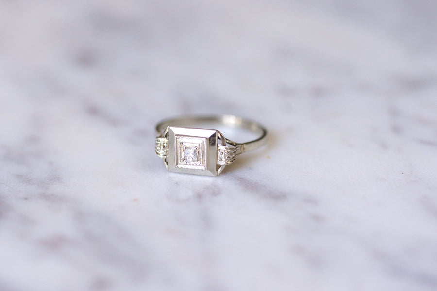 Art Deco white gold and diamond engagement ring - Galerie Pénélope