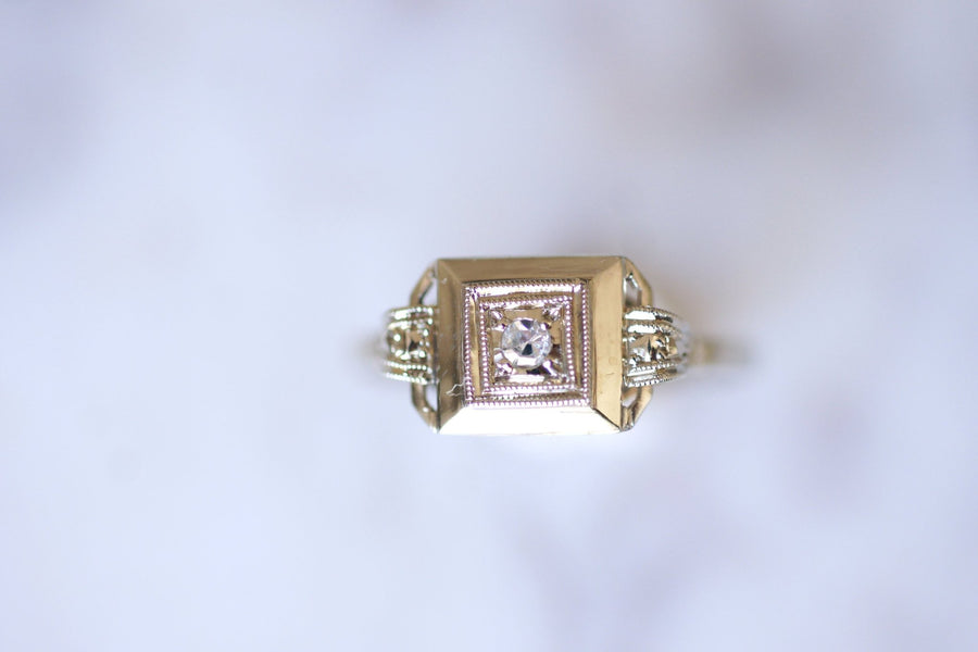 Art Deco white gold and diamond engagement ring - Galerie Pénélope
