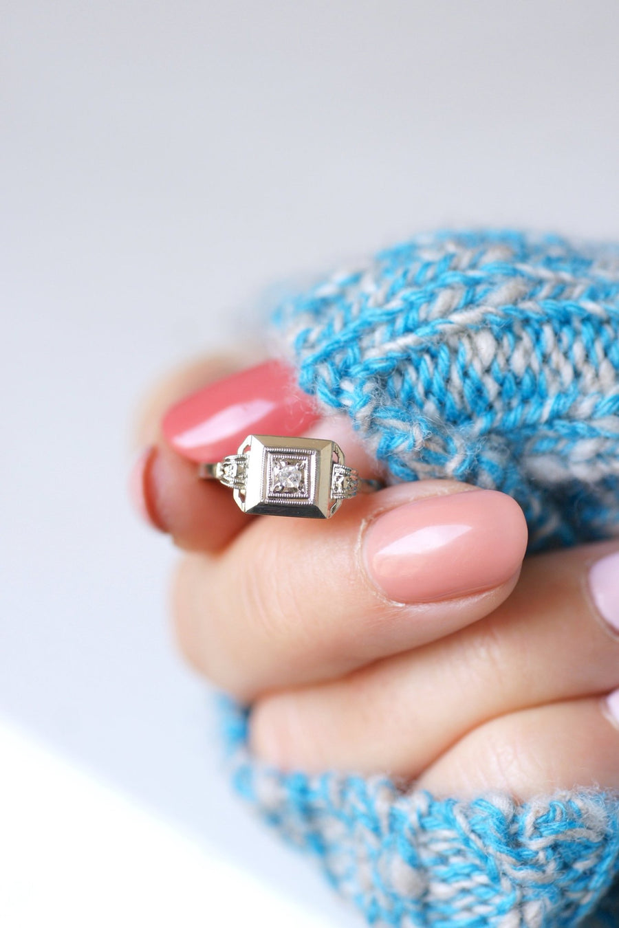 Art Deco white gold and diamond engagement ring - Galerie Pénélope