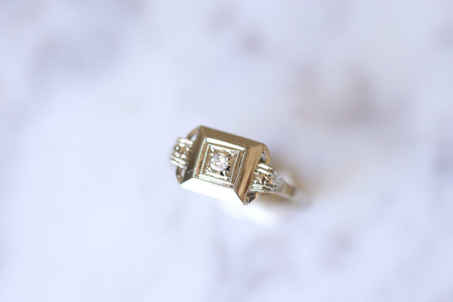 Art Deco white gold and diamond engagement ring - Galerie Pénélope