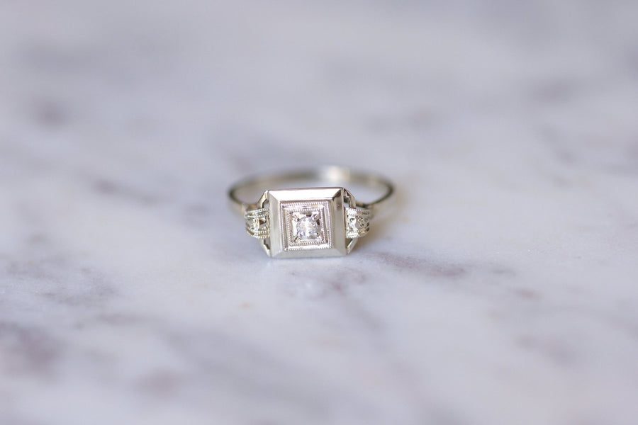 Art Deco white gold and diamond engagement ring - Galerie Pénélope