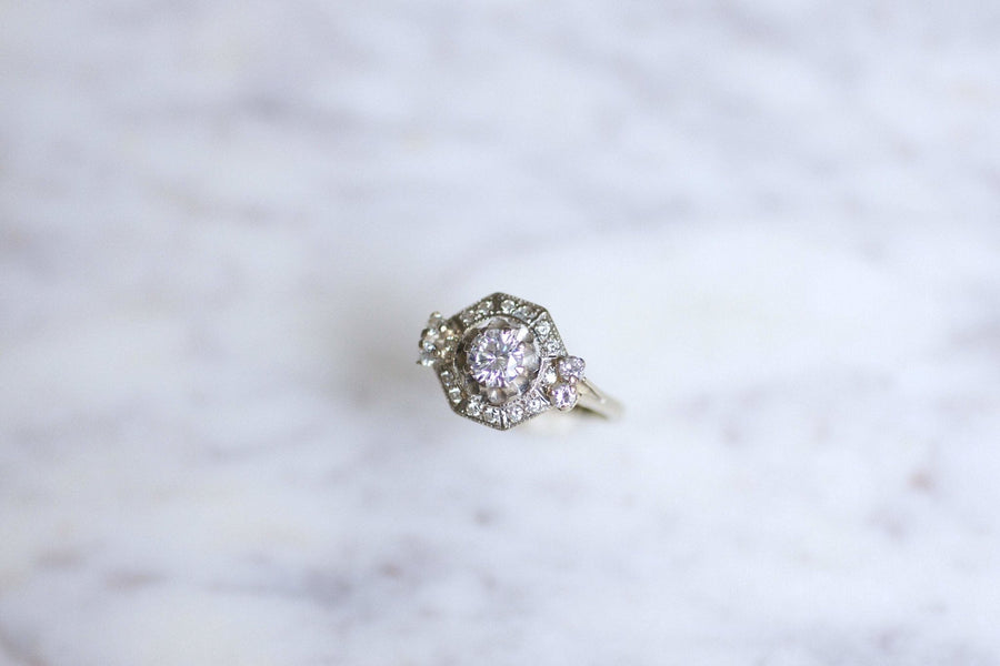 Art Deco platinum, white gold and diamond 0.55Ct engagement ring - Galerie Pénélope