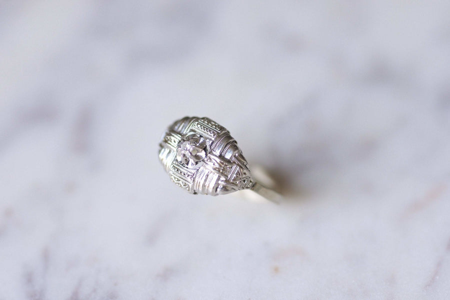Art Deco platinum, white gold and diamond engagement ring - Galerie Pénélope