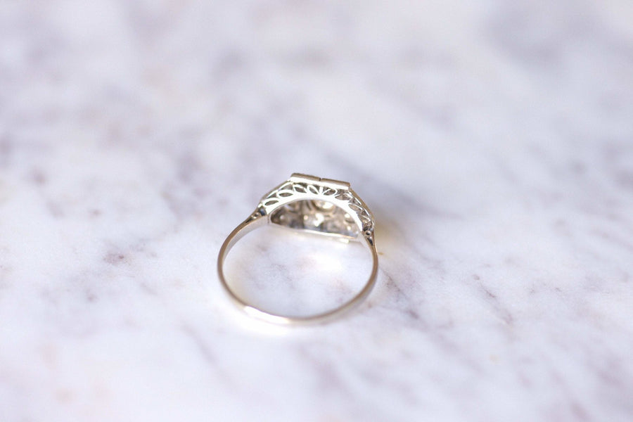 Art Deco platinum, white gold and diamonds engagement ring - Galerie Pénélope