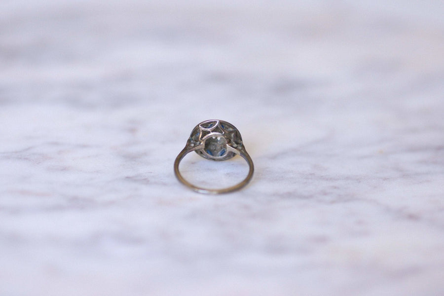 Art Deco sapphires and diamonds engagement ring - Galerie Pénélope
