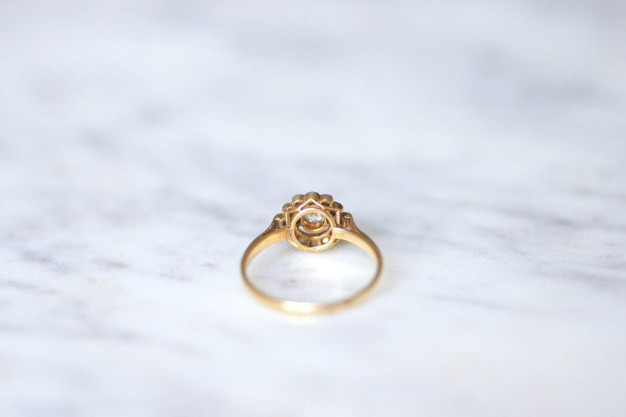 Art Deco sapphires and diamonds on gold and platinum engagement ring - Galerie Pénélope