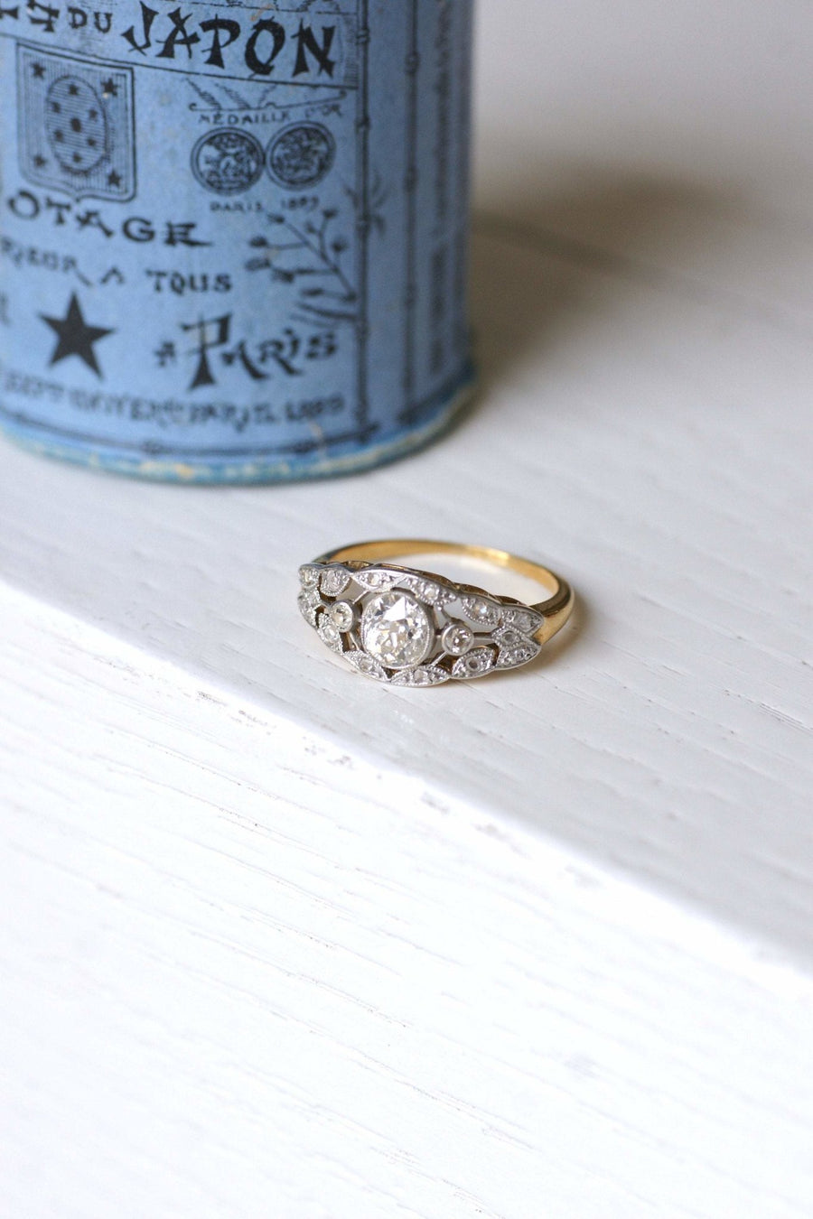 Belle Epoque gold and diamonds bandeau engagement ring - Galerie Pénélope