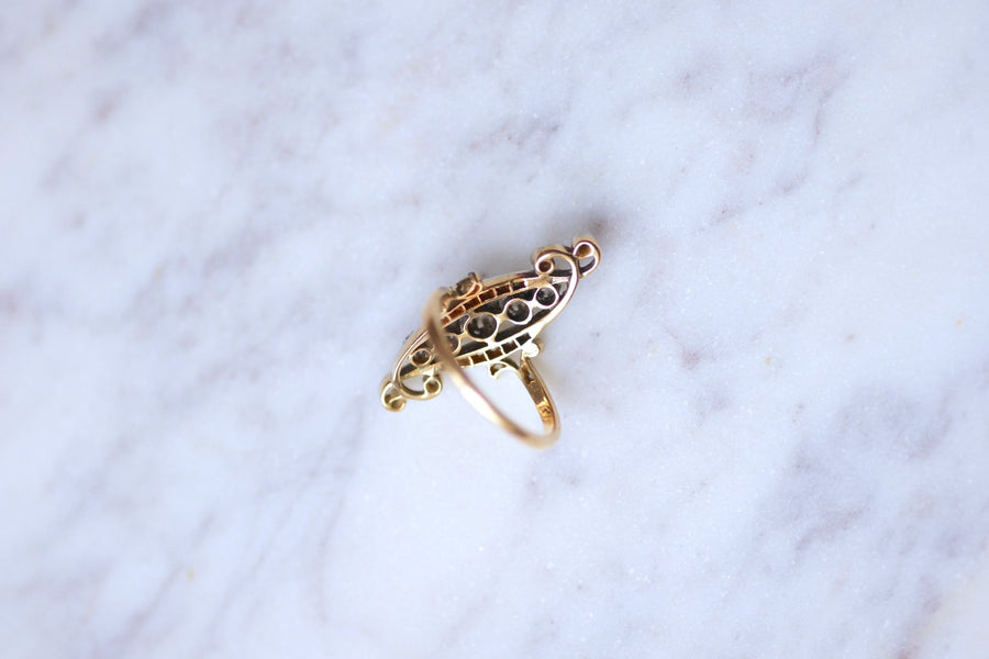 Belle Epoque engagement ring in gold, platinum and diamonds - Galerie Pénélope