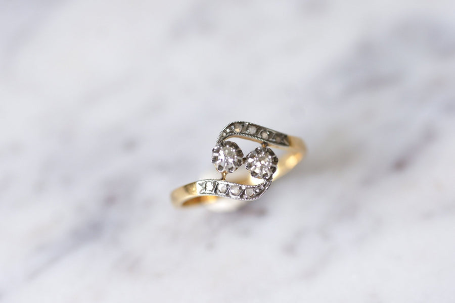 Belle Epoque engagement ring in gold, platinum and diamonds - Galerie Pénélope
