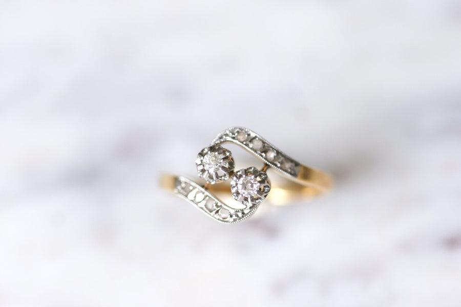 Belle Epoque engagement ring in gold, platinum and diamonds - Galerie Pénélope