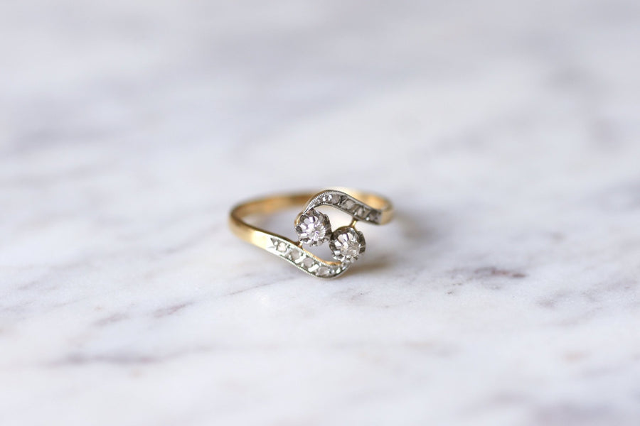 Belle Epoque engagement ring in gold, platinum and diamonds - Galerie Pénélope