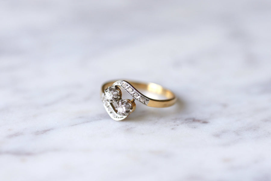 Belle Epoque engagement ring in gold, platinum and diamonds - Galerie Pénélope