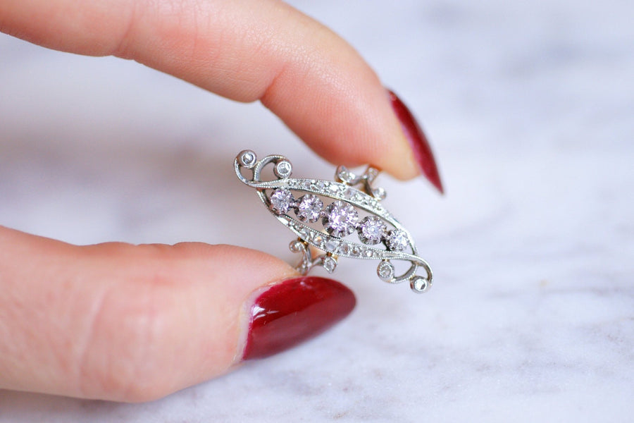 Belle Epoque engagement ring in gold, platinum and diamonds - Galerie Pénélope