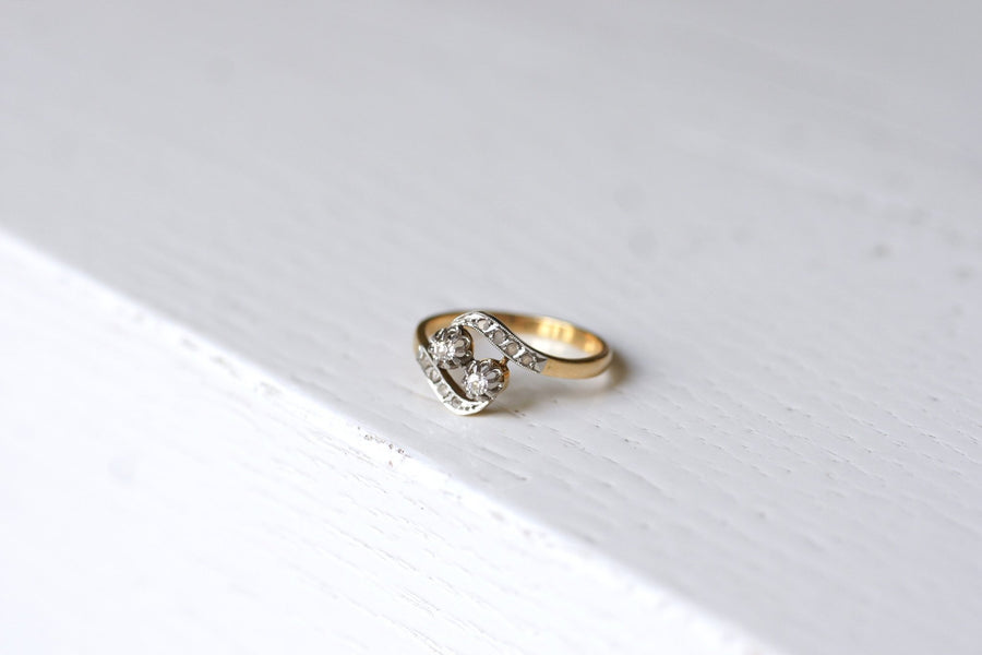 Belle Epoque engagement ring in gold, platinum and diamonds - Galerie Pénélope