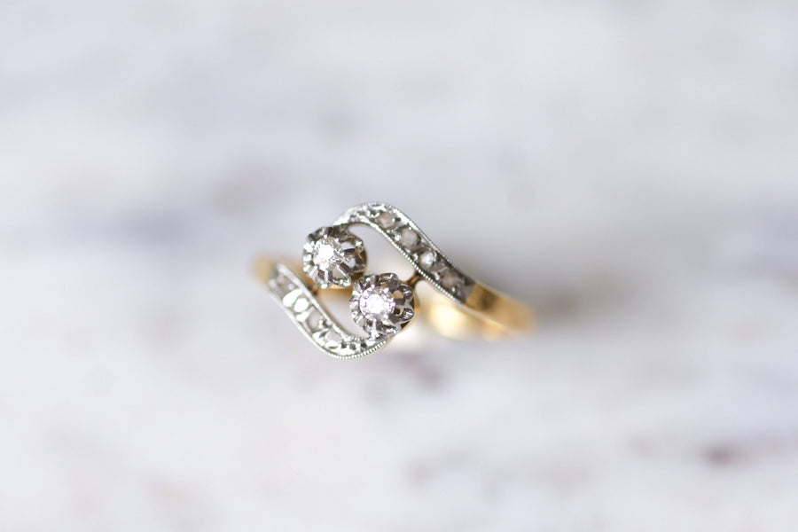 Belle Epoque engagement ring in gold, platinum and diamonds - Galerie Pénélope