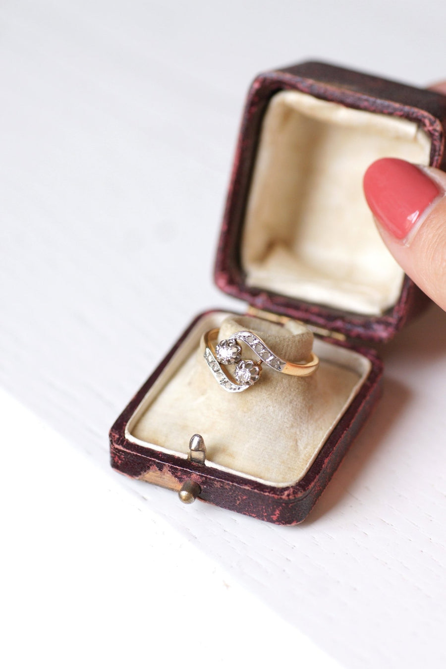 Belle Epoque engagement ring in gold, platinum and diamonds - Galerie Pénélope
