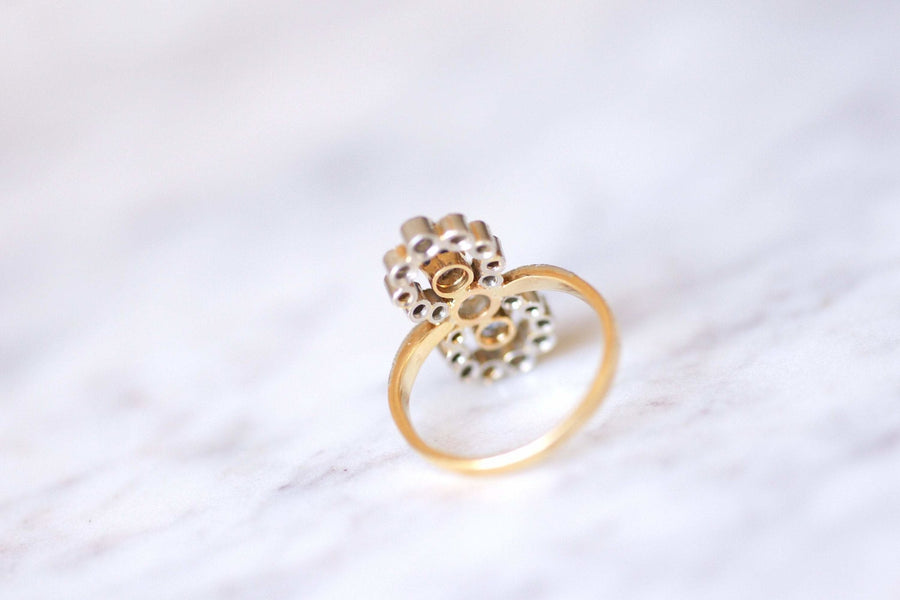 Belle Epoque engagement ring sapphires and diamonds on gold and platinum - Galerie Pénélope