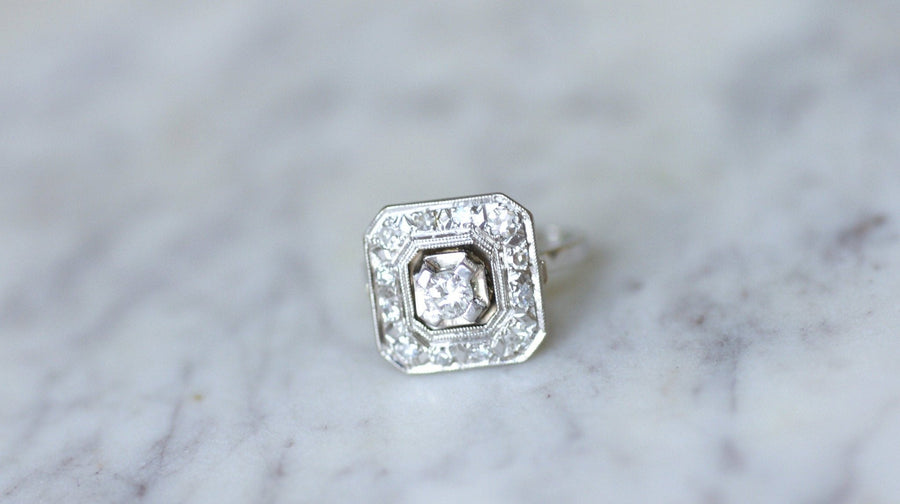 Octagonal Art Deco diamond engagement ring - Penelope Gallery