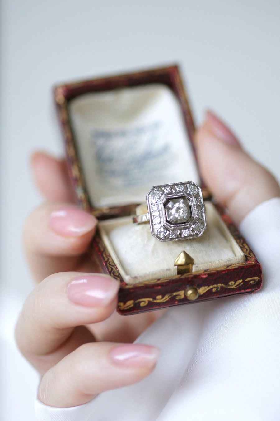 Octagonal Art Deco diamond engagement ring - Penelope Gallery