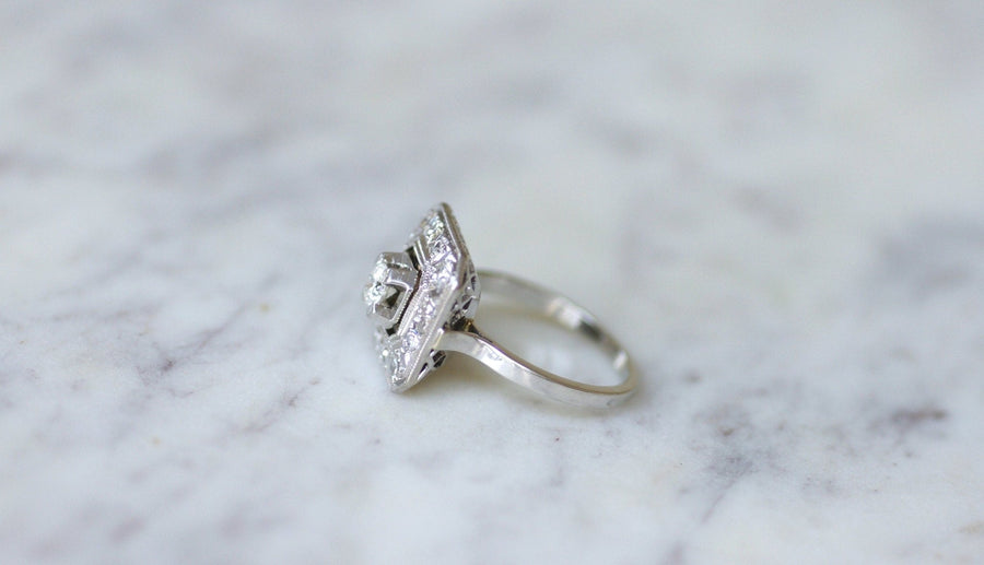 Octagonal Art Deco diamond engagement ring - Penelope Gallery