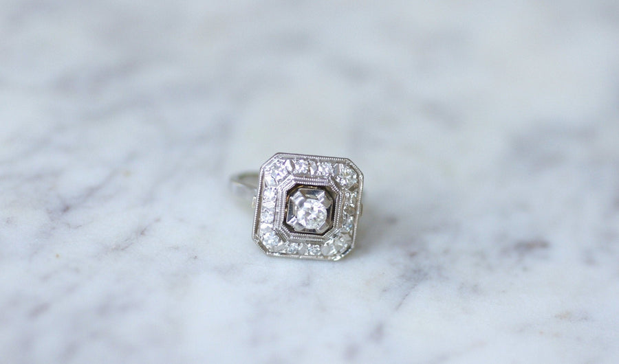 Octagonal Art Deco diamond engagement ring - Penelope Gallery