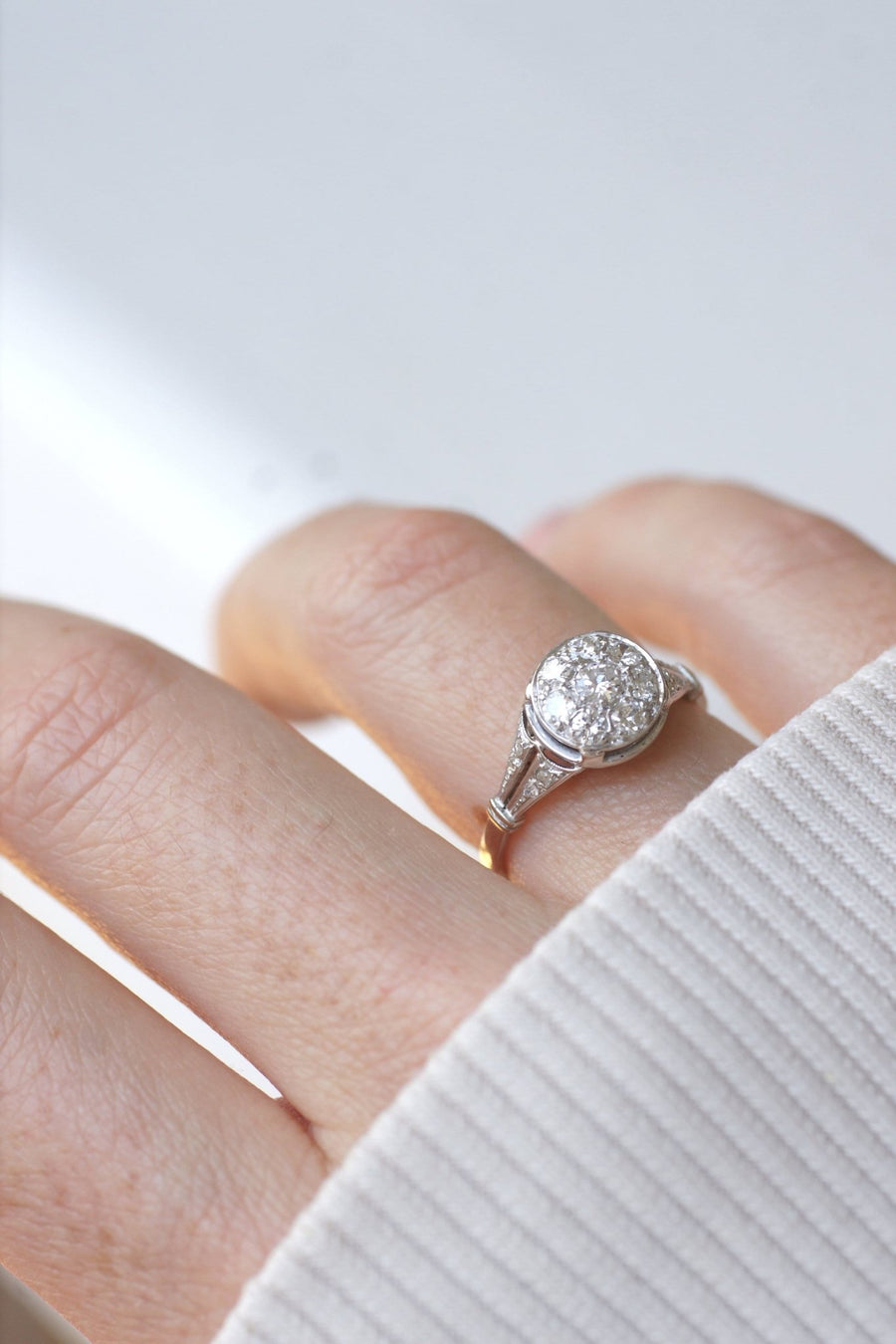 Round Art Deco diamond engagement ring - Penelope Gallery