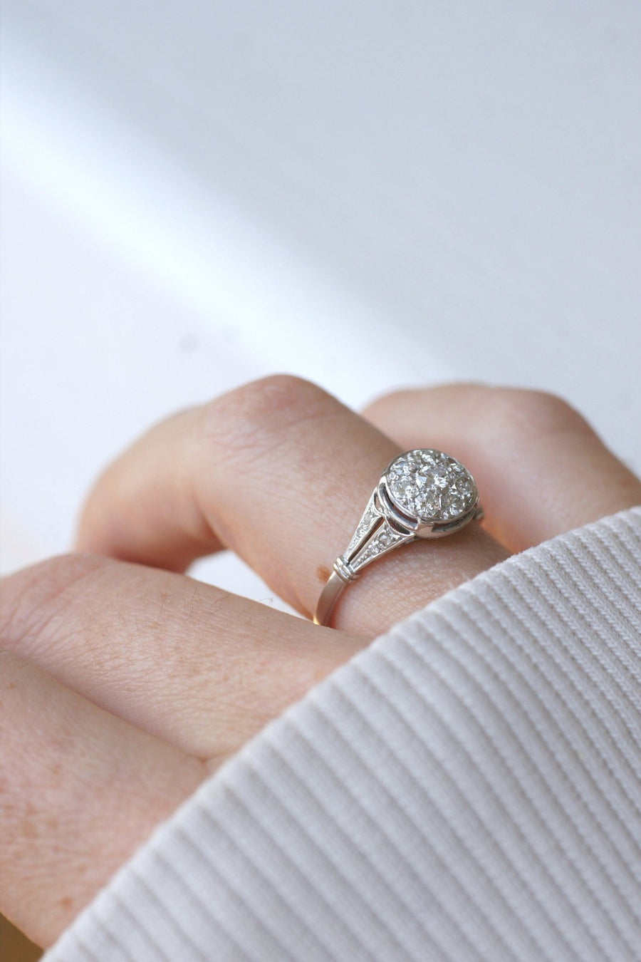 Round Art Deco diamond engagement ring - Penelope Gallery