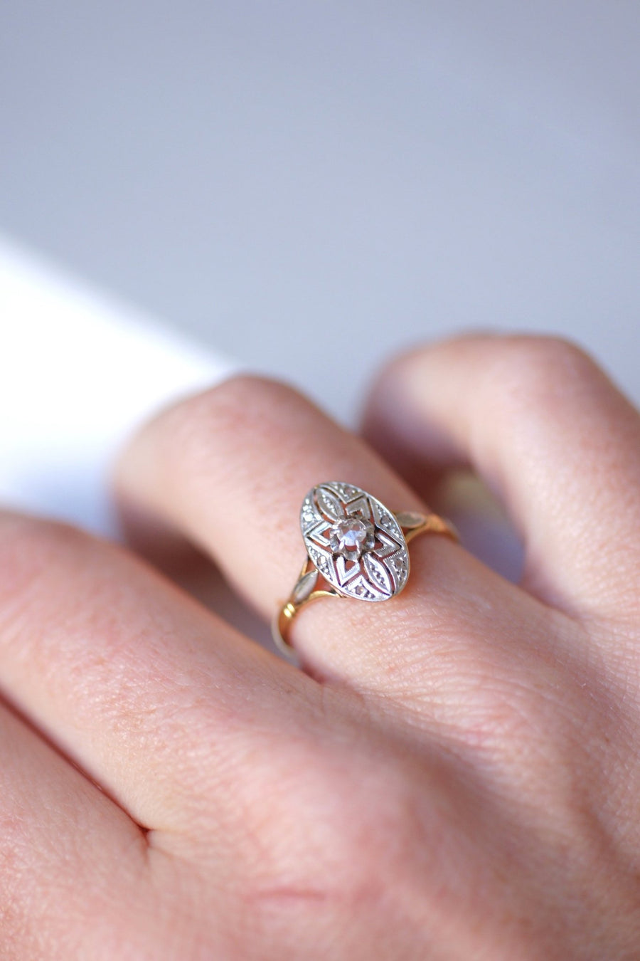 Oval Art Deco Diamond Engagement Ring - Penelope Gallery