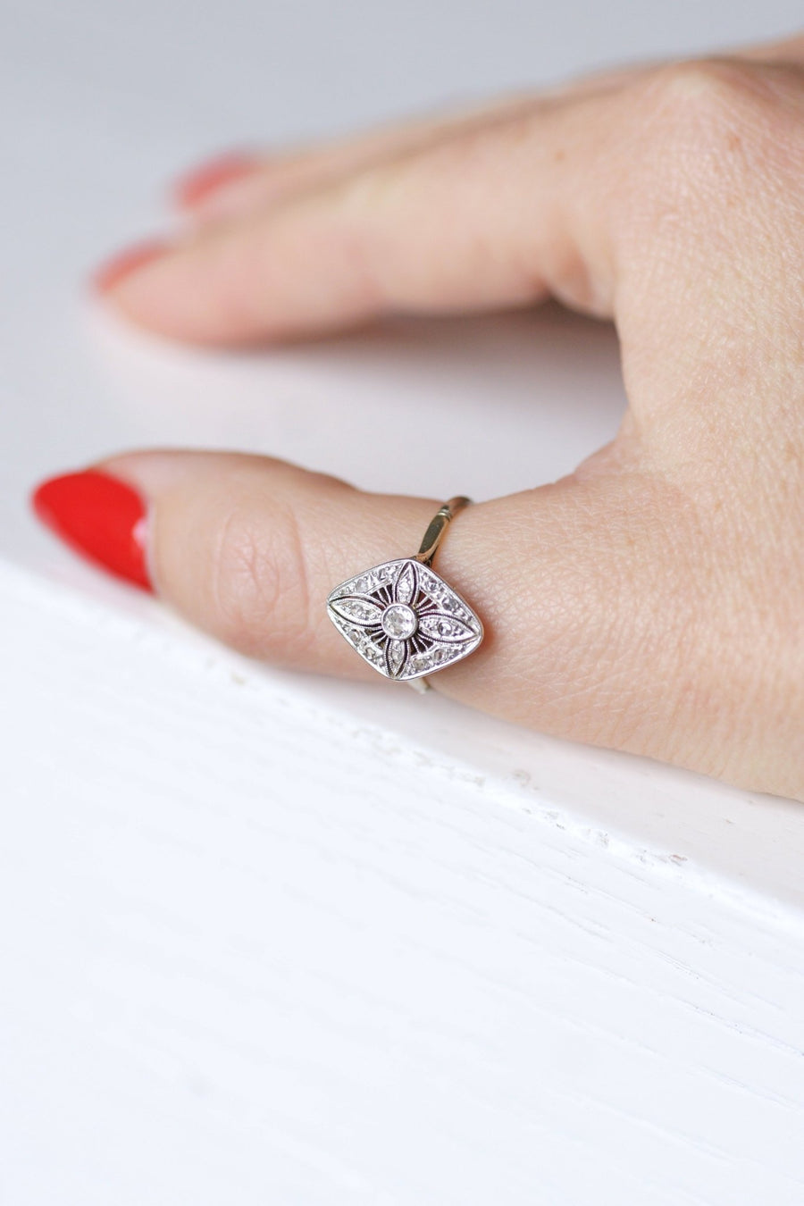 Belle Epoque gold, platinum and diamonds diamond engagement ring - Galerie Pénélope