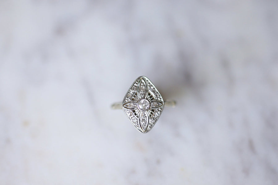 Belle Epoque gold, platinum and diamonds diamond engagement ring - Galerie Pénélope