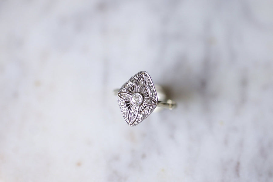 Belle Epoque gold, platinum and diamonds diamond engagement ring - Galerie Pénélope