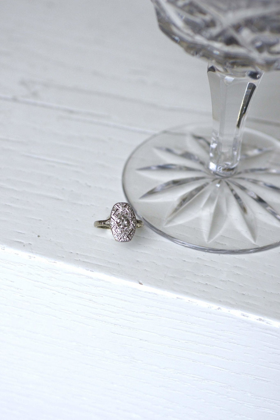 Rectangular Art Deco diamond engagement ring - Penelope Gallery