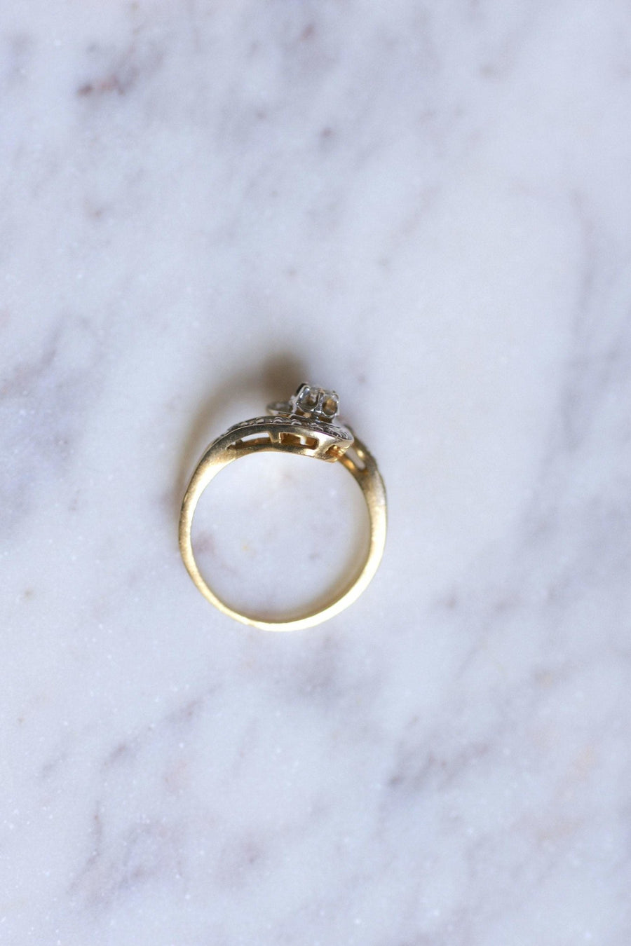 Belle Epoque style Tourbillon engagement ring in gold and diamonds - Galerie Pénélope