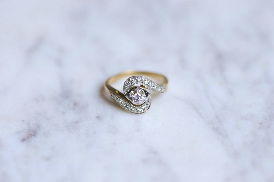 Belle Epoque style Tourbillon engagement ring in gold and diamonds - Galerie Pénélope