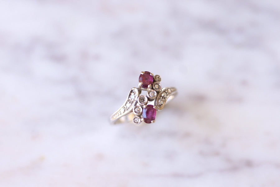 Vintage gold, ruby and diamond engagement ring - Galerie Pénélope