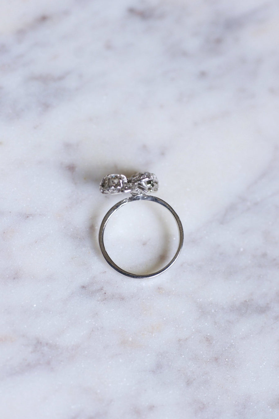 Vintage engagement ring you and me white gold and diamonds - Galerie Pénélope