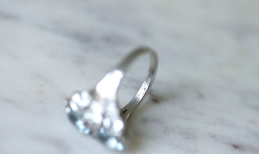 Aquamarine and diamond Art Deco dome ring - Galerie Pénélope