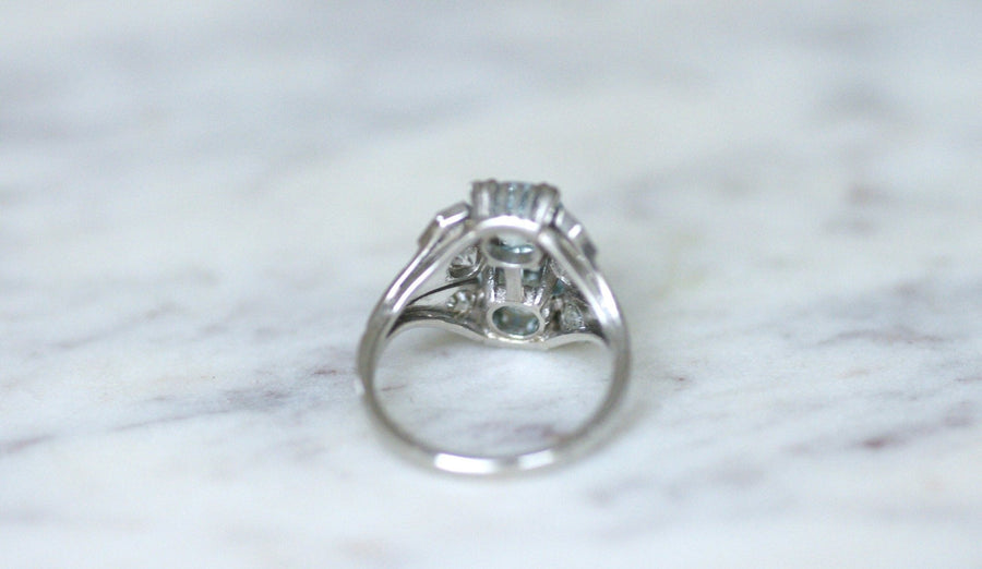 Aquamarine and diamond Art Deco dome ring - Galerie Pénélope