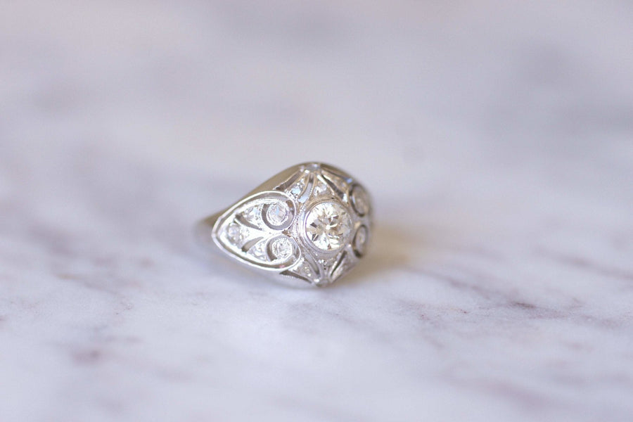 Art Deco platinum and diamonds dome ring - Galerie Pénélope