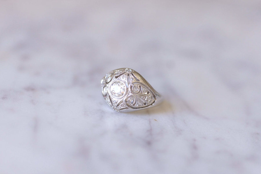 Art Deco platinum and diamonds dome ring - Galerie Pénélope