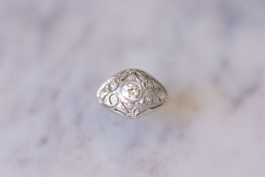 Art Deco platinum and diamonds dome ring - Galerie Pénélope