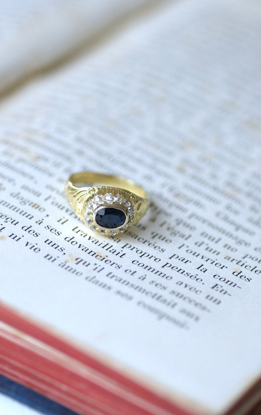 Sapphire dome ring with diamonds - Penelope Gallery