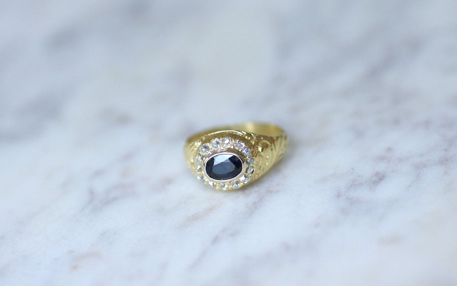 Sapphire dome ring with diamonds - Penelope Gallery