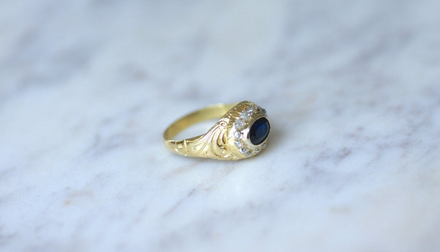 Sapphire dome ring with diamonds - Penelope Gallery